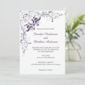 白華美結婚式招待状上の紫の渦巻き 招待状 (スタンド正面)