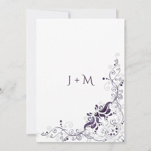 白華美結婚式招待状上の紫の渦巻き 招待状 (裏面)