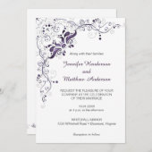 白華美結婚式招待状上の紫の渦巻き 招待状 (正面/裏面)