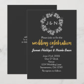 白葉の植物学的な花輪　素朴なウェディング 招待状 (正面/裏面)