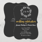 白葉の植物学的な花輪 素朴なウェディング 招待状 (正面/裏面)