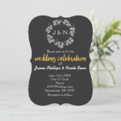 白葉の植物学的な花輪 素朴なウェディング 招待状 (スタンド正面)