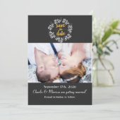 白葉の植物学的な花輪 SAVE THE DATE フォト 招待状 (スタンド正面)