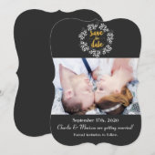 白葉の植物学的な花輪 SAVE THE DATE フォト 招待状 (正面/裏面)