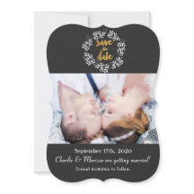 白葉の植物学的な花輪 SAVE THE DATE フォト