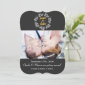 白葉の植物学的な花輪 SAVE THE DATE フォト 招待状 (スタンド正面)