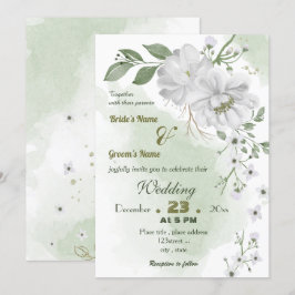 白葉花結婚緑 招待状