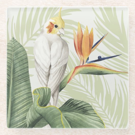 白葉鳥ヤシ ガラスコースター (正面)