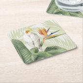 白葉鳥ヤシ スクエアペーパーコースター (アングル)