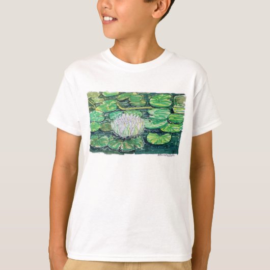 白蓮と蓮の葉 Tシャツ (正面)