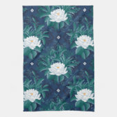 白蓮の深夜蓮の模様 キッチンタオル (縦)