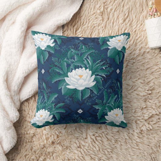 白蓮の深夜蓮の模様 クッション (ブランケット)