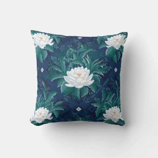白蓮の深夜蓮の模様 クッション (正面)