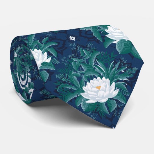 白蓮の深夜蓮の模様 ネクタイ (ロール)