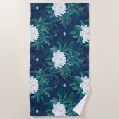 白蓮の深夜蓮の模様 ビーチタオル (正面)