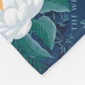 白蓮の深夜蓮の模様 フリースブランケット (角)