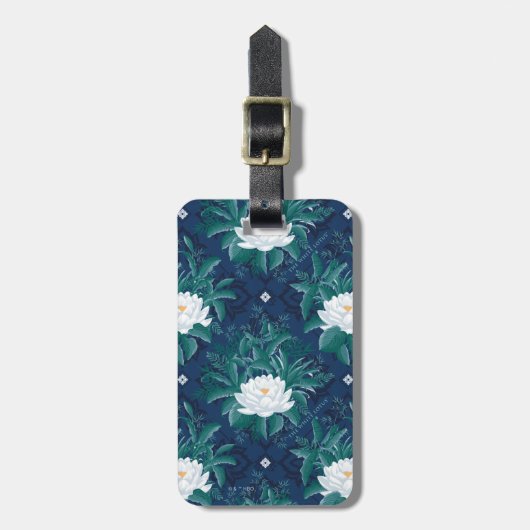 白蓮の深夜蓮の模様 ラゲッジタグ (正面縦)