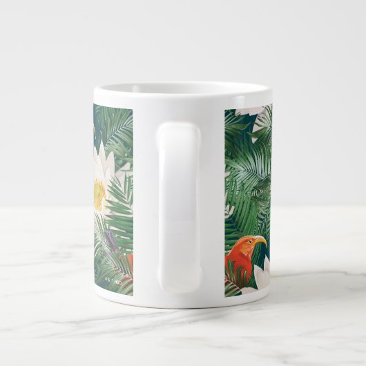 白蓮の熱帯鳥とハスの模様 ジャンボコーヒーマグカップ (裏面)