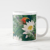 白蓮の熱帯鳥とハスの模様 ジャンボコーヒーマグカップ (右)