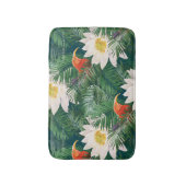 白蓮の熱帯鳥とハスの模様 バスマット (正面縦)