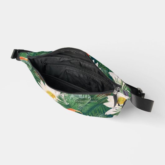 白蓮の熱帯鳥とハスの模様 ファニーパック (見開き)