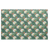 白蓮の熱帯鳥とハスの模様 ファブリック (ヤード)