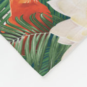 白蓮の熱帯鳥とハスの模様 フリースブランケット (角)