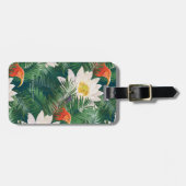 白蓮の熱帯鳥とハスの模様 ラゲッジタグ (正面横)