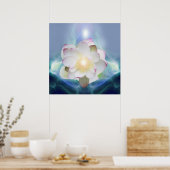 白蓮の花を水晶に ポスター (キッチン)