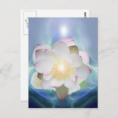 白蓮の花を水晶に ポストカード (正面/裏面)