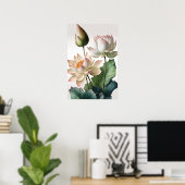 白蓮の花アートプリントポスター ポスター (ホームオフィス)