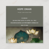 白蓮の花、美しいヒーリング自然 スクエア名刺 (裏面)