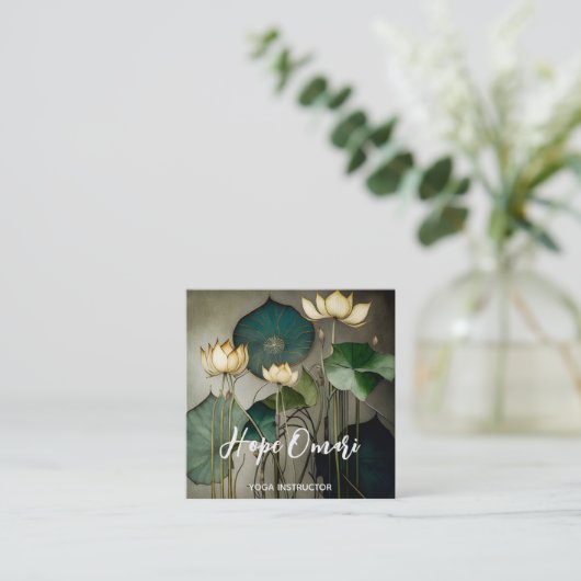 白蓮の花、美しいヒーリング自然 スクエア名刺 (スタンド正面)
