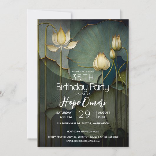 白蓮の花、美しいヒーリング自然 招待状 (正面)