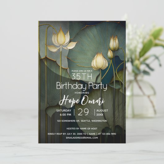 白蓮の花、美しいヒーリング自然 招待状 (スタンド正面)