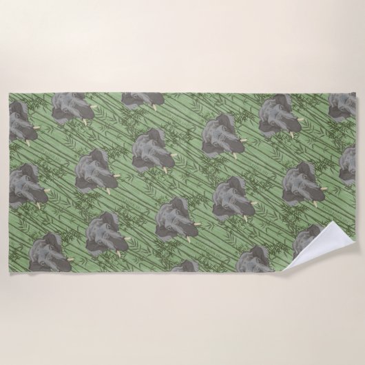 白蓮威厳のある象 ビーチタオル (正面)