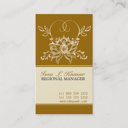 白蓮教の花のデジタルスケッチのアジア人のモチーフ 名刺 (正面)