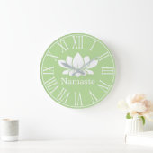 白蓮教の花のナマステのヨガ ラージ壁時計 (ホーム)