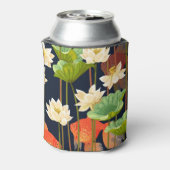白蓮、魚：シームレスなパターン。 缶クーラー (缶裏面)