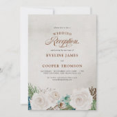 白薔薇と松の冬の結婚式披露宴のみ 招待状 (正面)