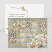 白薔薇のウェディング - 結婚式招待状コレクション 案内ポストカード (正面/裏面)