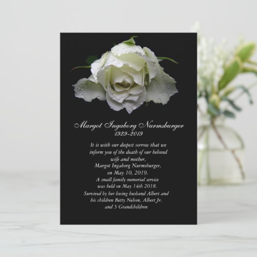 白薔薇の死の発表カード 案内状 (スタンド正面)