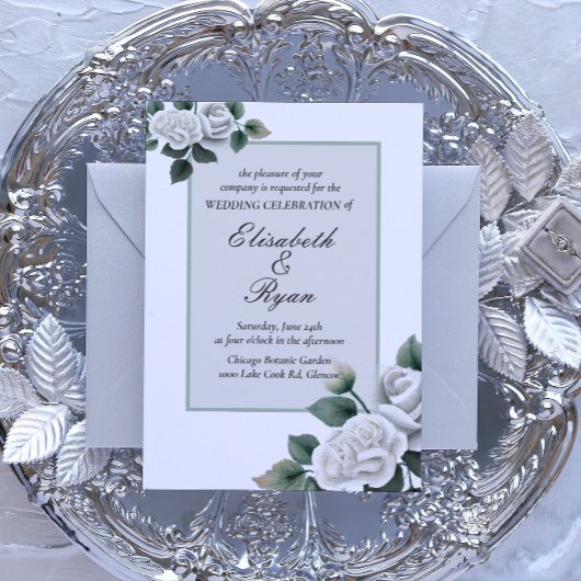 白薔薇の結婚式招待状 招待状