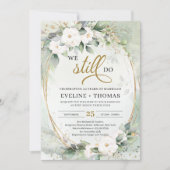 白薔薇の緑のユーカリ金ゴールド我々はまだ行う 招待状 (正面)