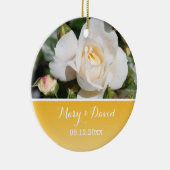 白薔薇の花嫁結婚と花婿 セラミックオーナメント (右)