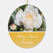 白薔薇の花嫁結婚と花婿 セラミックオーナメント (左)