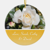 白薔薇結婚花記念日 セラミックオーナメント (正面)