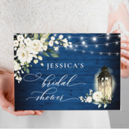 白薔薇 ロイヤルブルー 木製 ランタン ブライダルシャワー ゲストブック