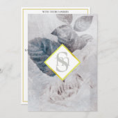 * 白薔薇 AR26 フラワーモノグラム QR  返信 結婚式 招待状 (正面/裏面)