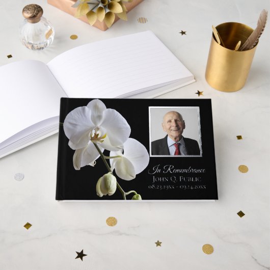 白蘭の花と黒い葬儀記念碑 ゲストブック (正面見開き)